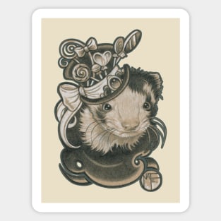 The Candy Lover Ferret -Charcoal Outlined Version Sticker